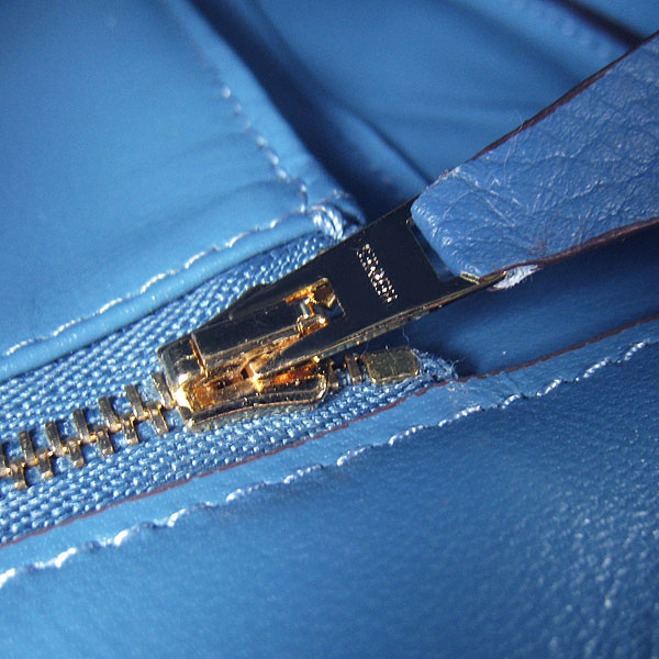 High Quality Fake Hermes Birkin 35CM Togo Leather Bag Middle Blue 6089 - Click Image to Close